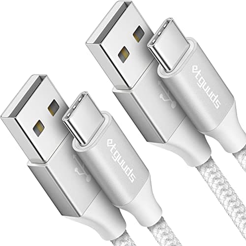 etguuds White USB C Cable 3ft, 2-Pack USB to USB C Cable 3A Fast Charging Type C Cable Braided Data Cord for iPhone 17/16/15 Pro Max Plus, for Samsung Galaxy S26 S25 S24 S23 S22 Note 20, Pixel Moto