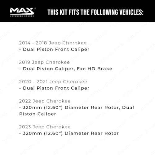 MAX Advanced Brakes - Brake Kit For 2014-2023 Jeep Cherokee (w/Dual Piston Fr Caliper)| Carbon Ceramic Brake Pad and Rotor Kit Front and Rear| Daily Performance Cross-Drilled Brake Rotors