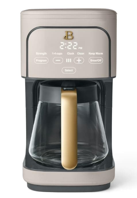 Beauti Coffee Maker 12 cup Programmable, Brewing Versatility, Advanced Programming, 1200 W, Keep Warm mode (Porcini Taupe)