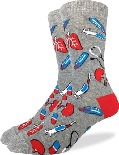 Good Luck Sock Men's Medical Doctor and Nurse Socks, Adult, Shoe Size 7-12