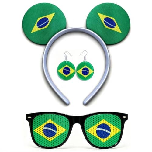 Maillarden 2026 World Cup Party Fan Accessories Set, Includes Headbands, Earrings, Tattoo Stickers and Novelty Glasses (BRA)