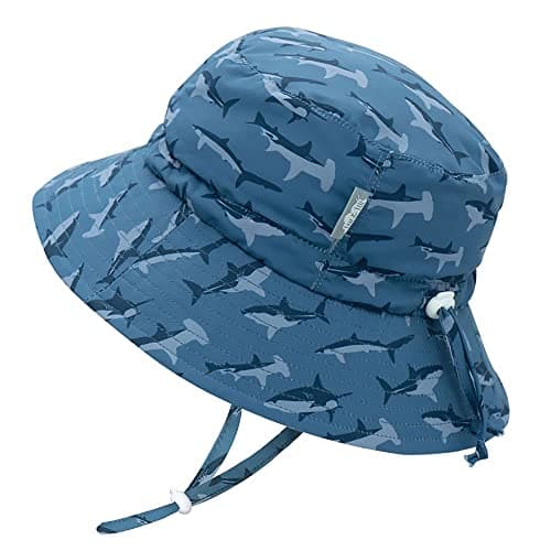 Jan & Jul Beach Toddler Boys Girls Bucket Sun-Hats with Strap, Adjustable (L: 2-5T, Shark)