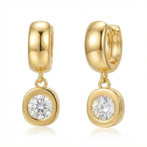 NIXMAX Trendy Gold Dangle Earrings for Women, Chunky Statement Round CZ