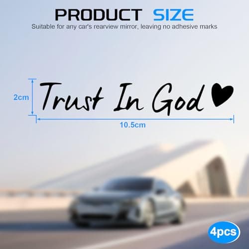 JUSTTOP 4PCS Car Decals,Decorative Rearview Mirror Sticker,Trust in God Car Stickers,Auto Stickers and Decals,Cute Car Decor for Women,Car Accessories,Fits Most Vehicles,Direct-Stick(Black)