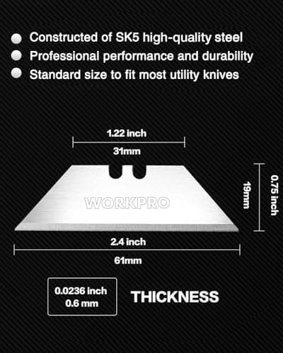 WORKPRO 50-Pack Utility Knife Blades with Dispenser