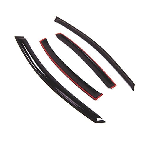 Tuningpros Window Visor Compatible with 2006-2011 Kia Rio Sedan, DGWV2-645 Outside Mount Deflector Rain Guard Dark Smoke, 4 Pcs Set