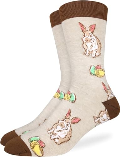Good Luck Sock Men's Easter Bunny Eggs Socks, Adult, Shoe Size 7-12