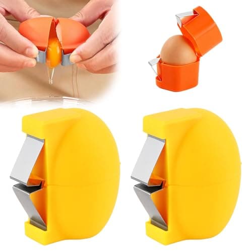 2PCS Egg Shell Opener,2026 Upgrade Stainless Steel Egg Cracker Tool, Multifunctional Egg Shell Opener for Raw & Hard-Boiled Eggs, Handheld Kitchen Gadget for Easy Peeling & Separating (Yellow)