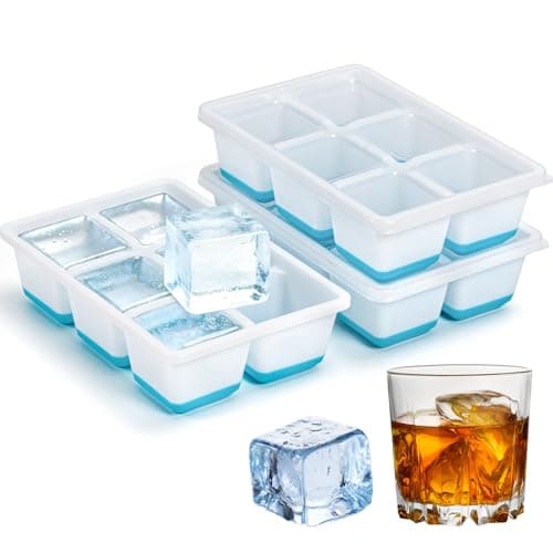 3 Pack Large Ice Cube Tray with Lid, Easy Release Freezer Molds-Blue