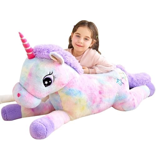 IKASA Giant Unicorn Stuffed Animal Plush Toy,Large Cute Jumbo Soft Toys,Huge Big Size Plushy Fluffy Fat Oversized Plushie,Gifts for Kids Girls Boys Girlfriend (43 inches, Multicolored)