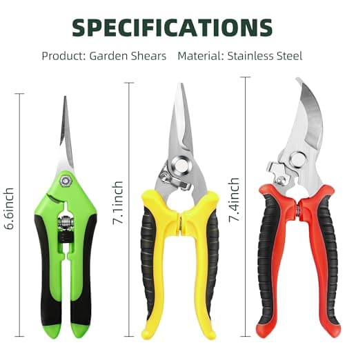 EWPJDK 3 Pack Garden Pruning Shears, Stainless Steel Shears, Gardening Shears, Scissors, Garden Clippers, Pruning Snips, Pruning Shears for Gardening Tools (Multicolor)