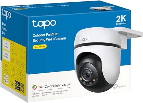 Tapo 2K 3MP QHD Pan/Tilt Outdoor Wired Security Wi-Fi Camera, 360° Visual Coverage, Full-Color Night Vision Up to 98ft, Smart Motion Tracking, Person Detection,Physical Privacy Mode(Tapo C510W)