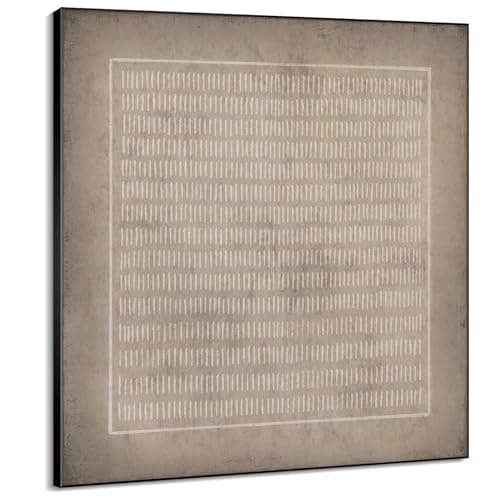 46"x46" XL Framed Wall Art Abstract Rustic Geometric Line Patter (Frame Assembly Required)