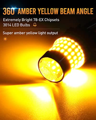 LUYED 3157 LED Bulb Turn Signal Lights Amber Yellow 1800 Lumens Super Bright 3056 3156 3057 3157 LED Bulbs with Projector for Tail Parking Brake Lights,Pack of 2