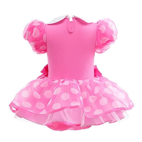 Dressy Daisy Infant Baby Girls Polka Dots Romper Costume Onesie Dress Bodysuit with Headband Size 9-12 Months, Hot Pink