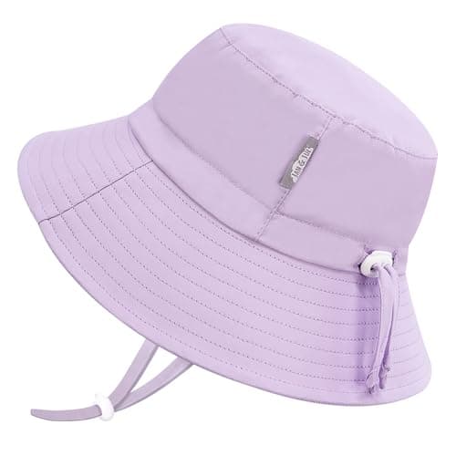 Jan & Jul Toddler Girl Beach Sun-Hat with Adjustable Strap (L: 2-5 Years, Lavender)