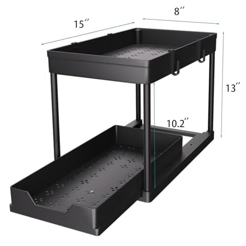 DEKAVA Under Sink Organizer 2 Pack, Bathroom Cabinet Organizer, 2 Tier Sliding Cabinet Basket Organizer Drawer, Multi-Purpose Bath Collection Baskets for Bathroom (Black)