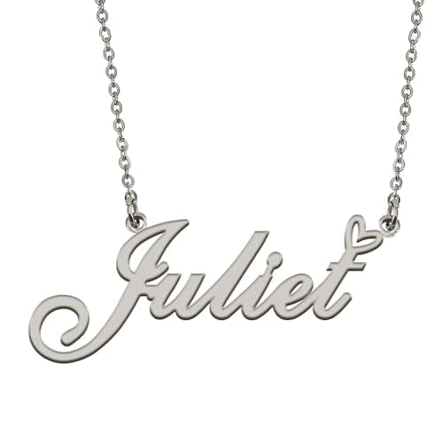 HUAN XUN Juliet Name Necklace Stainless Steel for Women Custom Name Necklaces Letter Charms Gifts for Best Friend Birthday