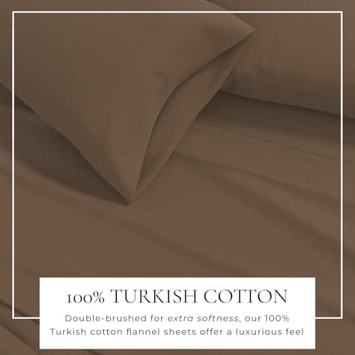 Great Bay Home Flannel Sheet Set Full Size - 100% Turkish Cotton, Double-Brushed, Winter Bed Sheets - Ultra-Soft, Cozy, 4-Piece Rustic Bedding Set (Dark Taupe)