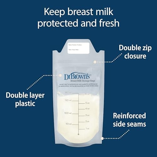 Dr. Brown's Breastmilk Storage Bags 100 Count (Pack of 1), Clear