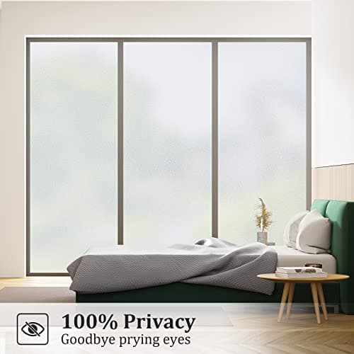 Coavas Window Films for Privacy Window Film Frosted Static Cling Non Adhesive Vinyl Sticker Sun Heat Blocking Window Coverings for Bathroom Home Office Door 17.5x78.7 Inch,44.5x200cm, Pure Frosted