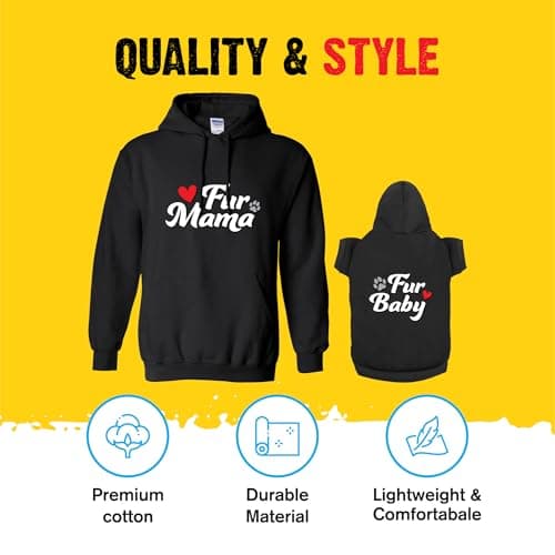 Matching Hoodies for Dogs and Humans - Fur Mama Fur Baby Dog or Cat - Soft Dog Sweatshirt Set - Premium Hoodie is a Great Gift for Christmas, Thanksgiving, Hanukkah, New Years