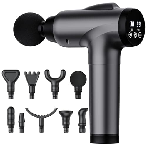 OLsky Massage Gun Deep Tissue 30 Speeds 9 Attachments Handheld (Grey)