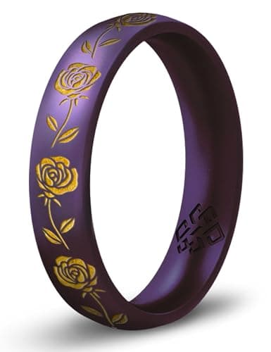 Knot Theory June Rose Flower Gold Ink Cosmic Purple Silicone Size 6 4mm