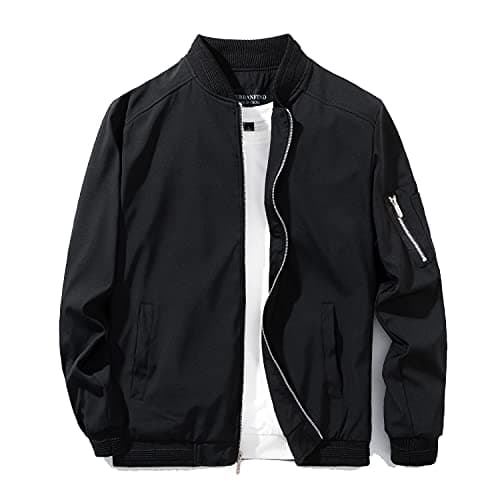 URBANFIND Men's Slim Fit Lightweight Sportswear Jacket Casual Bomber Jacket US M Black