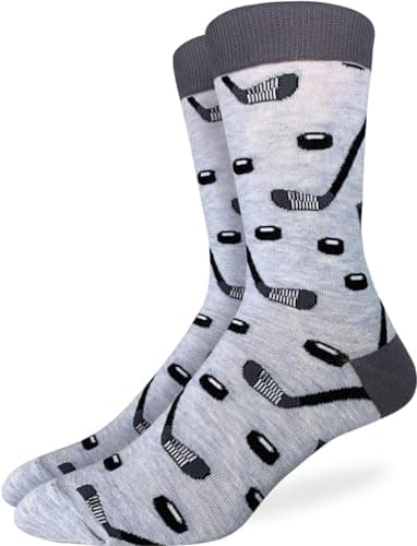 Good Luck Sock Men's Hockey Sticks and Pucks Socks, Adult, Shoe Size 7-12