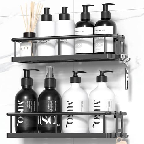 YASONIC Shower Caddy Adhesive, 100% Rustproof Shower Shelves 2 Piece