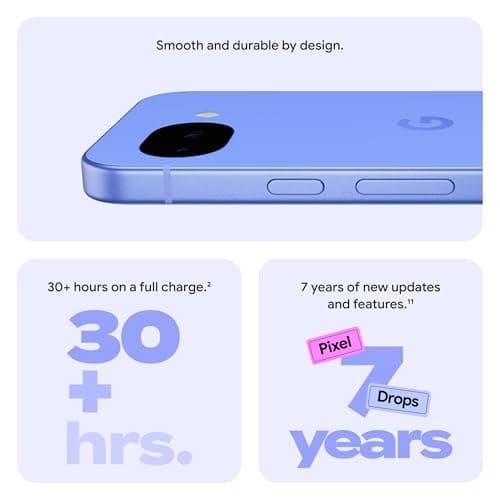 Google Pixel 10a - 30+ Hours Battery, Camera Coach, Gemini - Lavender 128GB