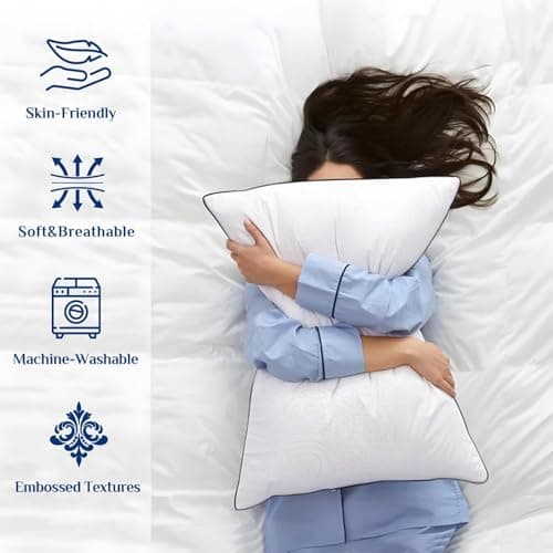 JOLLYVOGUE King Size Pillows 2 Pack for Sleeping, Soft and Supportive Bed Pillows for Side Back and Stomach Sleeper, Down Alternative Hotel Collection Pillows 2 Pack