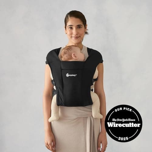 Ergobaby Embrace Newborn Baby Carrier for Infants 0-12 Months (7-25 lbs) - Ergonomic 2-Position Infant Carrier with Head and Neck Support, Hip-Healthy Positioning - Pure Black