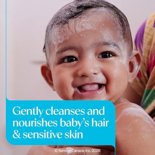 Aveeno Baby Daily Moisture Gentle Baby Body Wash and Shampoo with Oat Extract, 2-in-1 Baby Wash and Hair Shampoo, Tear-Free, Paraben-Free for Sensitive Skin and Hair, Lightly Scented, 18 Fl Oz