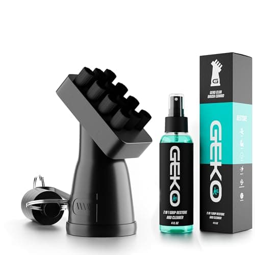 Geko Golf Club Brush and Cleaner System with Magnetic Attachment, Golf Club Cleaning Brush for Grooves, Grips, Irons and Balls