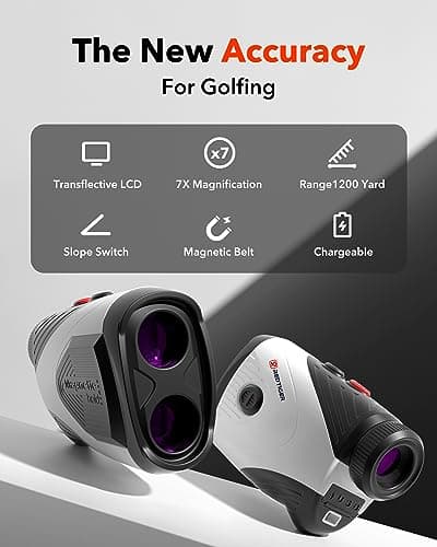 REDTIGER 1200 Yards Golf Range Finder with Slope, 7X Magnification Golf Rangefinder, IP54 Waterproof, Fast Flag Pole Locking Vibration, Rechargeable Laser Rangefinder Golfing with Magnet Stripe