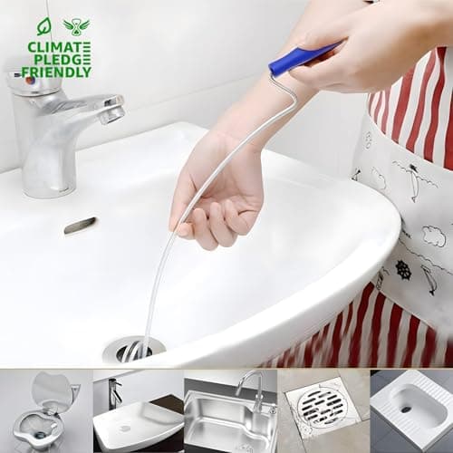 5 in 1 Sink Snake Drain Auger Hair Catcher, Drain Clog Remover Cleaning Tools, Hair Remover, Drain Snake Cleaner, Plumbing Snake for Kitchen, Sewer, Toilet and Showers