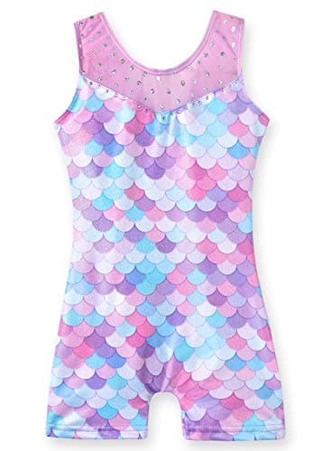 Belovance Leotards for Girls Gymnastics Toddler Dance Biketards Mermaid Unicorn Athletic Dance Wear Shiny Rainbow Blue Hotpink, Mermaid Purple, 2-3T