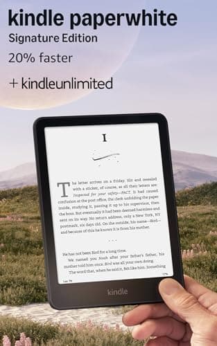 Amazon Kindle Paperwhite Signature Edition 32GB – 20% faster with auto-adjusting front light, wireless charging, and weeks of battery life – Metallic Black + 3 Months Free Kindle Unlimited (with auto-renewal)