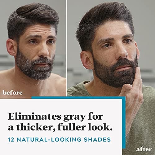 Just For Men Mustache & Beard multiple uses Beard Coloring for Gray Hair with Brush, With Keratin Biotin Aloe and Coconut Oil for Healthy Facial Hair Medium Brown, M-35, Pack of 1