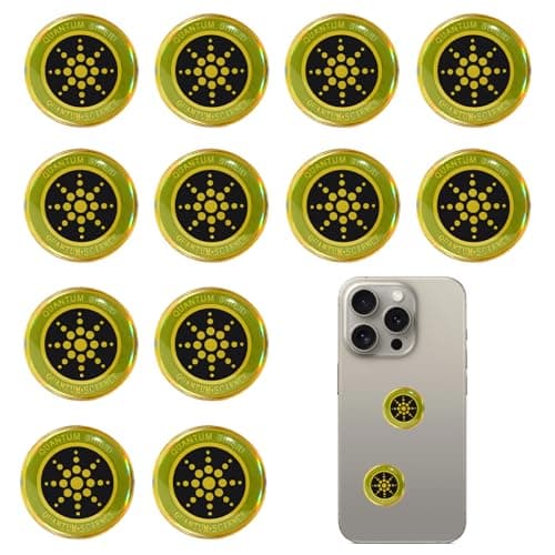12 Pcs Emf Blocker for Cell Phone,Radiation Blocker for Cell Phone,Emf Stickers,A Practical Gift for Tech Lovers for Smart Phones/Tablets/Laptops Electronic Devices Blockers(Gold)