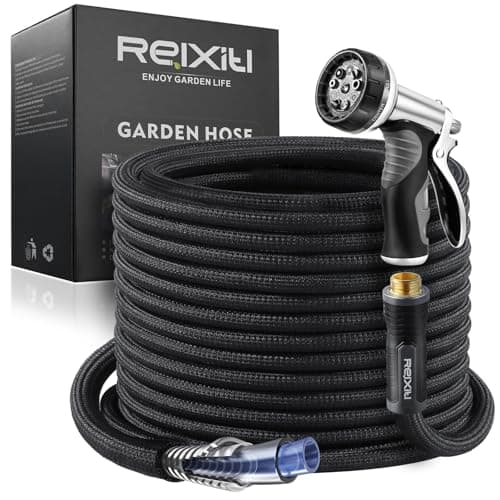 Relxitl Garden Hose, Flexible Water Hose, Ultra Lightweight Non-Expanding hose with 10 Function Sprayer, Leak proof, Pressure Resistant for Yard, Outdoor (Black, 25FT)