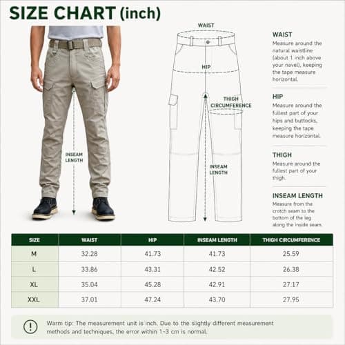 Men's Tactical Pants Work Pants Water Resistant Hiking Pants Military Combat Cargo Pants, Grey, X-Large