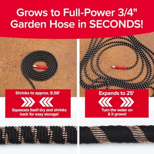 Pocket Hose 25 FT Copper Head Expandable Garden Hose with Pocket Pivot, No Tangles, AS SEEN ON TV, 360° Swivel, Tri-Tex Tubing, Force Field Jacket, Lead-Free, No-Kink, Anti-Burst w/APT