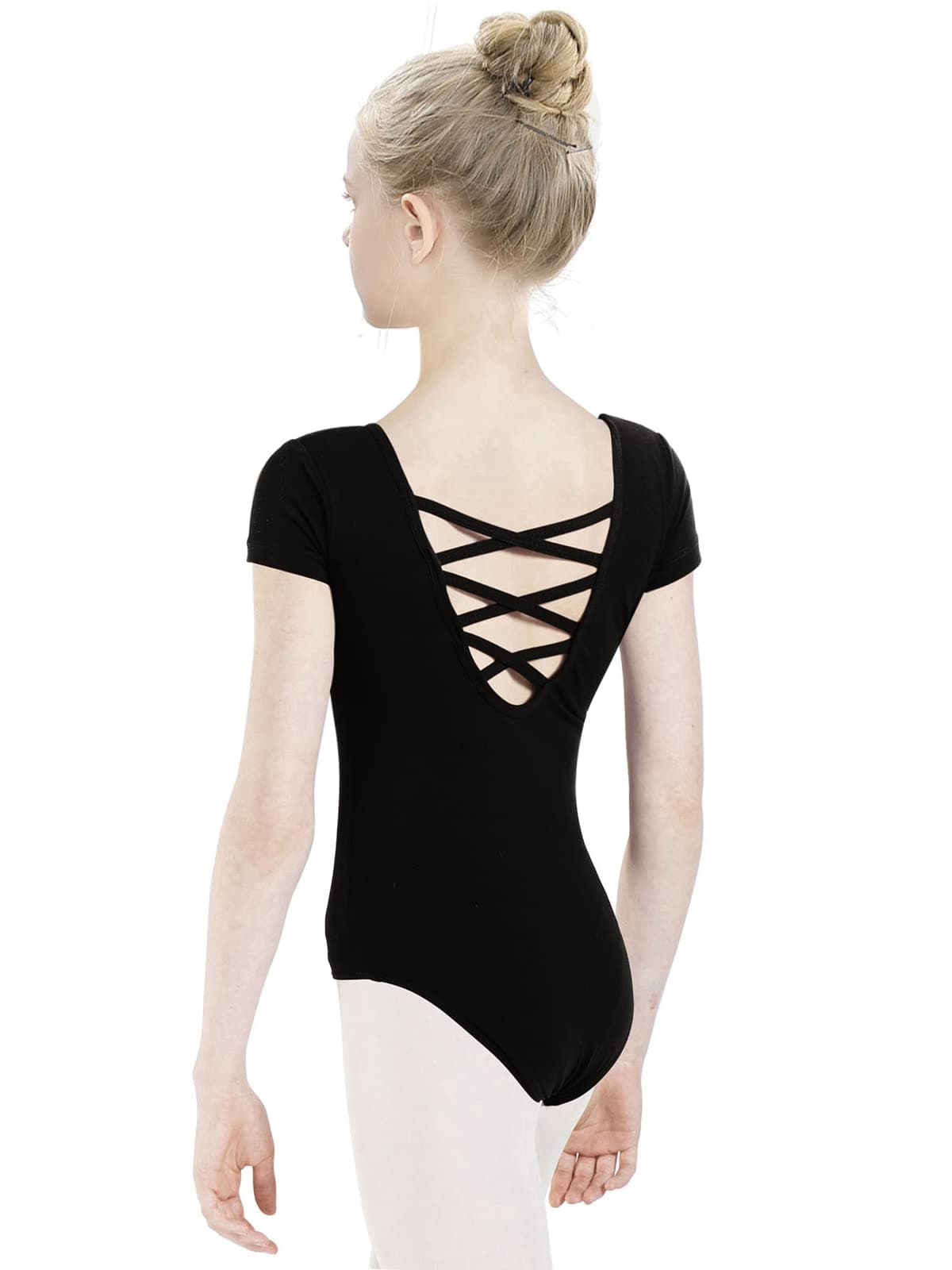 tanzdunsje Maillot de ballet Maillot de baile para niñas mujeres Leotardos de gimnasia de algodón de manga corta talla 100-170