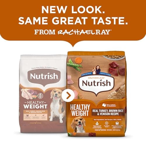 Nutrish Rachael Ray Healthy Weight Adult Dry Dog Food Real Turkey, Brown Rice & Venison Recipe, 4.5 lb. Bag