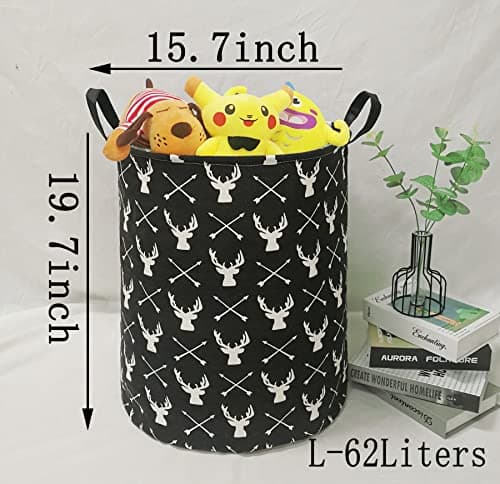 KUNRO Large Sized Storage Basket Waterproof Coating Organizer Bin Laundry Hamper for Nursery Clothes Toys(Rould Deer)