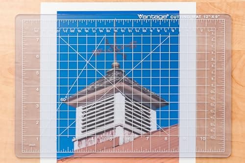Dahle 10680 Vantage Self-Healing Cutting Mat, 9" x 12", Crystal Clear, 5 layer PVC Construction, 1/2" Grid Lines, Self Healing for Maximum Durability, Perfect for Cropping Photos, Sewing, and Crafts