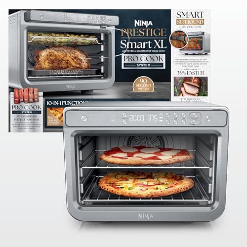 Ninja Prestige Smart XL with Pro Cook System 10 in 1 Digital Countertop Convection Toaster Oven, Air Fry, Air Roast, Broil and Bake, Thermometer, 1800 Watts, Stainless Steel, DT551